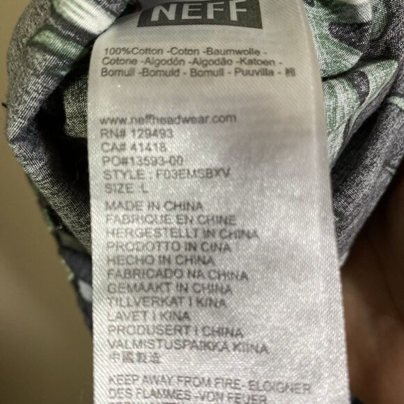 NEFF DISNEY Shirt  Mens Large Mickey Mouse Blue Floral Hawaiian Button Up Cotton - Picture 5 of 14